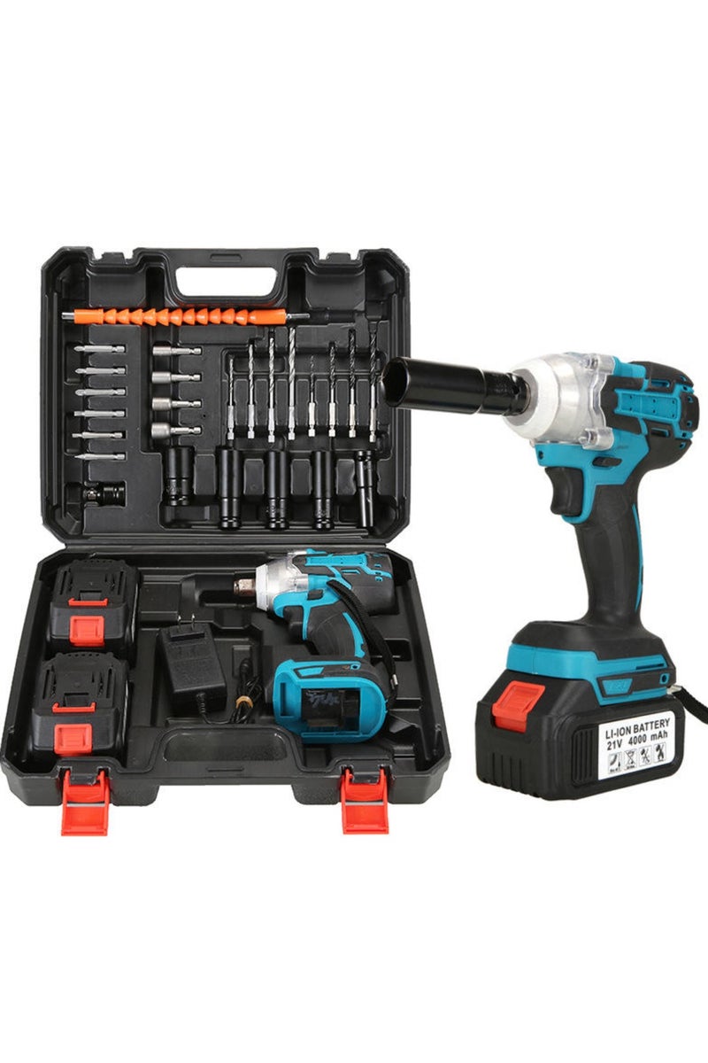 دينكس مجموعة مفاتيح كهربائية - محرك بدون فرش - عزم دوران قوي - مجموعة مثقاب بدون سلك مع بطاريتين، وصلة سداسية عميقة، رؤوس مفكات، رؤوس مثاقب لولبية، صندوق تخزين - مجموعة أدوات منزلية - Image 2