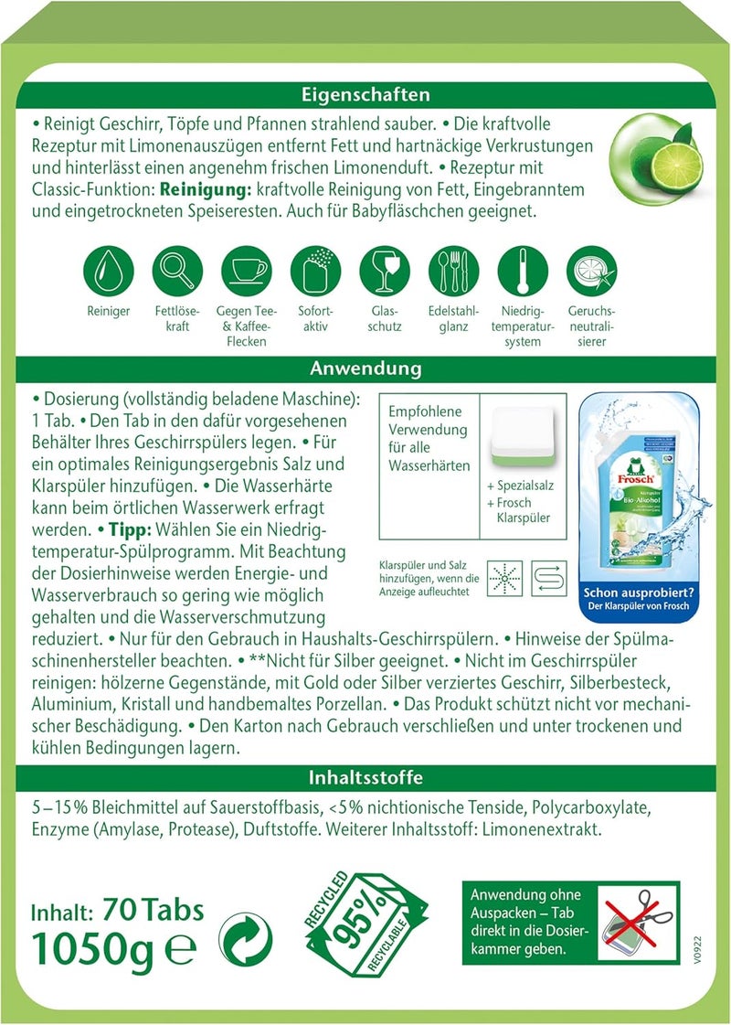 Frosch Classic Dishwasher Tablets 70 Tablets - Image 2