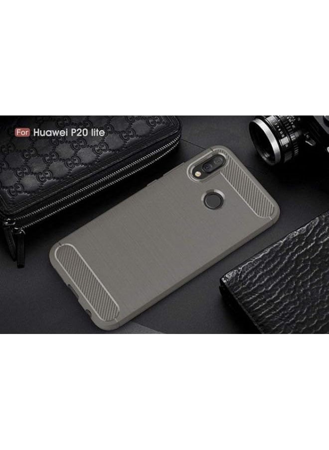 BGM - 3E Carbon Fiber Desi, Flexible Planner Protection Cover for Huawei Nova 3E / P20 Lite (Grey) - Image 1