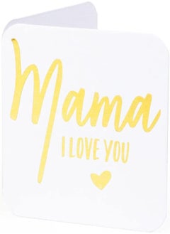 Ym Sketch YM Sketch Greeting Card Blank - Mama I Love you | Round Edge Square 6.5 x6.5 cm | Luxury Gold Foil Emboss on White 