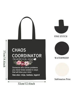 WCGXKO Chaos Coordinator Funny Definition Zipper Pouch Makeup Bag (Chaos black tote)  - Image 2