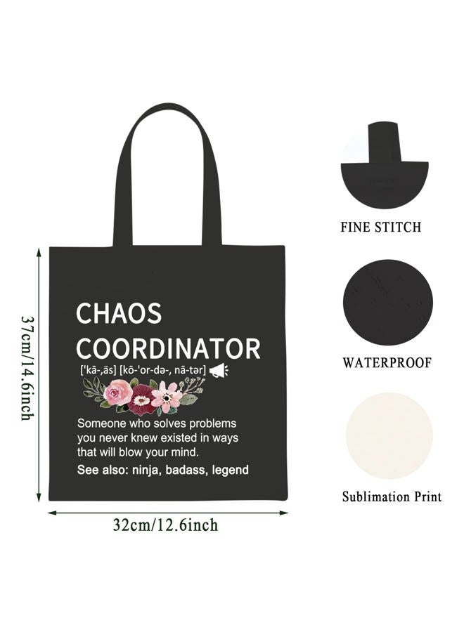 WCGXKO Chaos Coordinator Funny Definition Zipper Pouch Makeup Bag (Chaos black tote) - Image 2