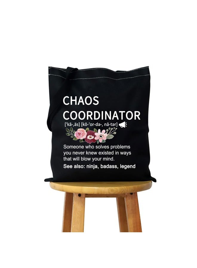 WCGXKO Chaos Coordinator Funny Definition Zipper Pouch Makeup Bag (Chaos black tote) - Image 1