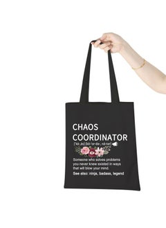 WCGXKO Chaos Coordinator Funny Definition Zipper Pouch Makeup Bag (Chaos black tote)  - Image 5