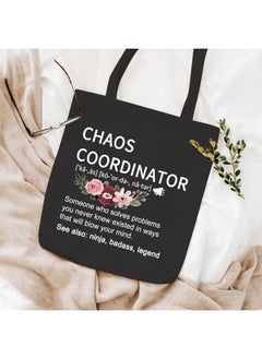 WCGXKO Chaos Coordinator Funny Definition Zipper Pouch Makeup Bag (Chaos black tote)  - Image 4