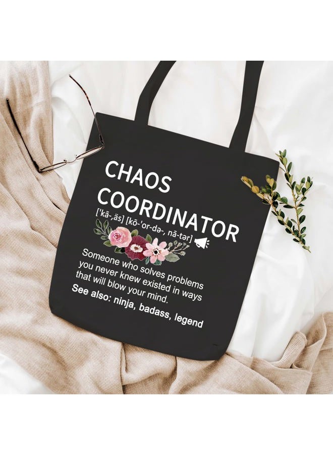 WCGXKO Chaos Coordinator Funny Definition Zipper Pouch Makeup Bag (Chaos black tote) - Image 4