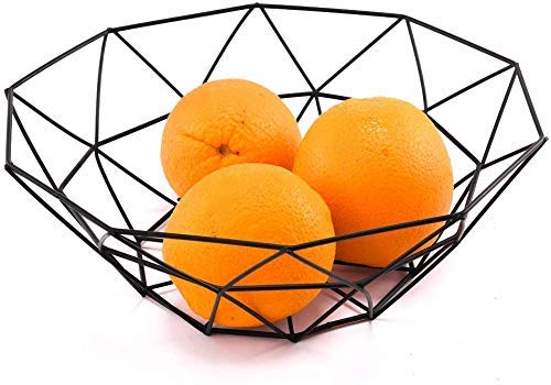 Mezzotek Metal Wire Fruit Container Bowls Stand Large Round Storage Baskets Bread Cup and Decorative Items 27 X 145 X 8 CM Black - Image 1