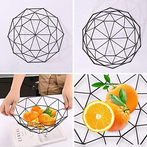 Mezzotek Metal Wire Fruit Container Bowls Stand Large Round Storage Baskets Bread Cup and Decorative Items 27 X 145 X 8 CM Black - Image 3