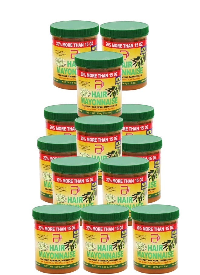 PYRON 13 Pieces Hair Mayonnaise Treatment for Weak & Damaged Hair with Olive Oil 500grams  - Image 1