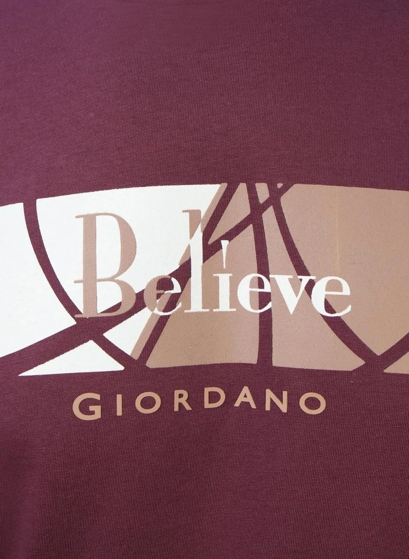 GIORDANO  Men's Slim Fit Cotton Jersey Message Print Tee for Men | Best Price UAE