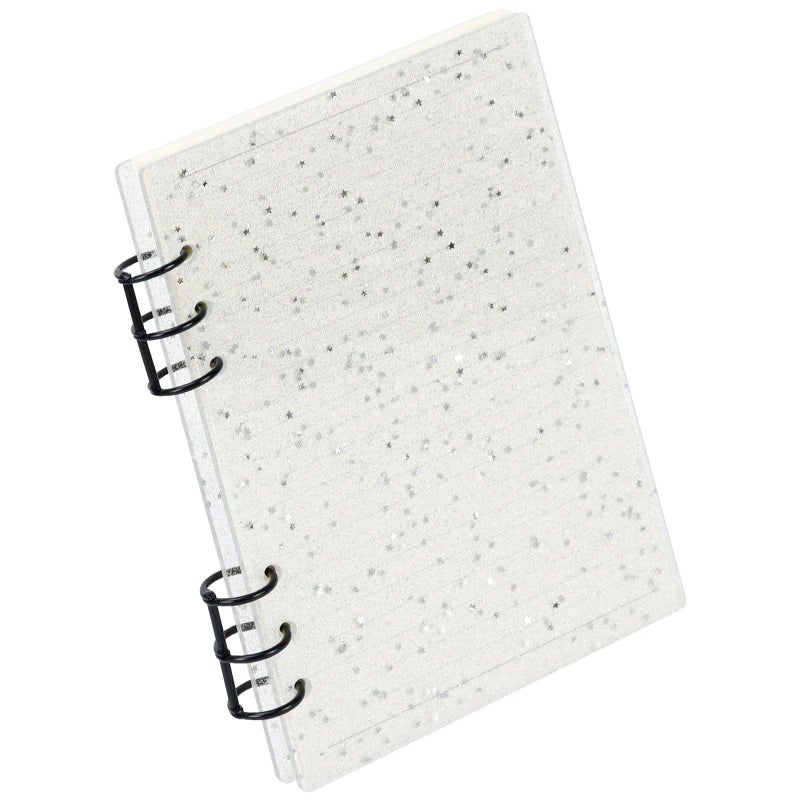 MultiBey A5 Binder 6-Ring Glitter Acrylic Notebook Cover, Black Metal Round Ring with 45 Sheets Lined Inner Papers, A5 Loose Leaf Personal Planner Binder - Image 1
