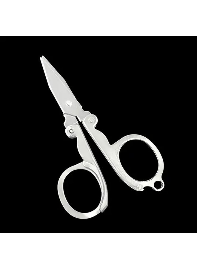 مقص فضي صغير متين للاستخدام الشاق بشفرات حادة وقابل للطي ومحمول ومدمار، مثالي لأعمال DIY والسفر - Image 5