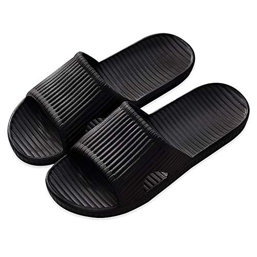 VIDSID Shower Slippers for Women Men, Quick Drying Lightweight Non Slip Open-toe EVA Travel-friendly Breathable Shoes Slide Slippers for Bathroom,House Slipper,Outdoor(Black EU42/43) - Image 1