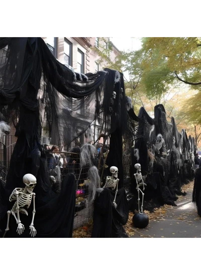 YUPPIN YUPPIN Halloween Decoration Spider Web Indoor and Outdoor Black Pack of 1  - Image 4