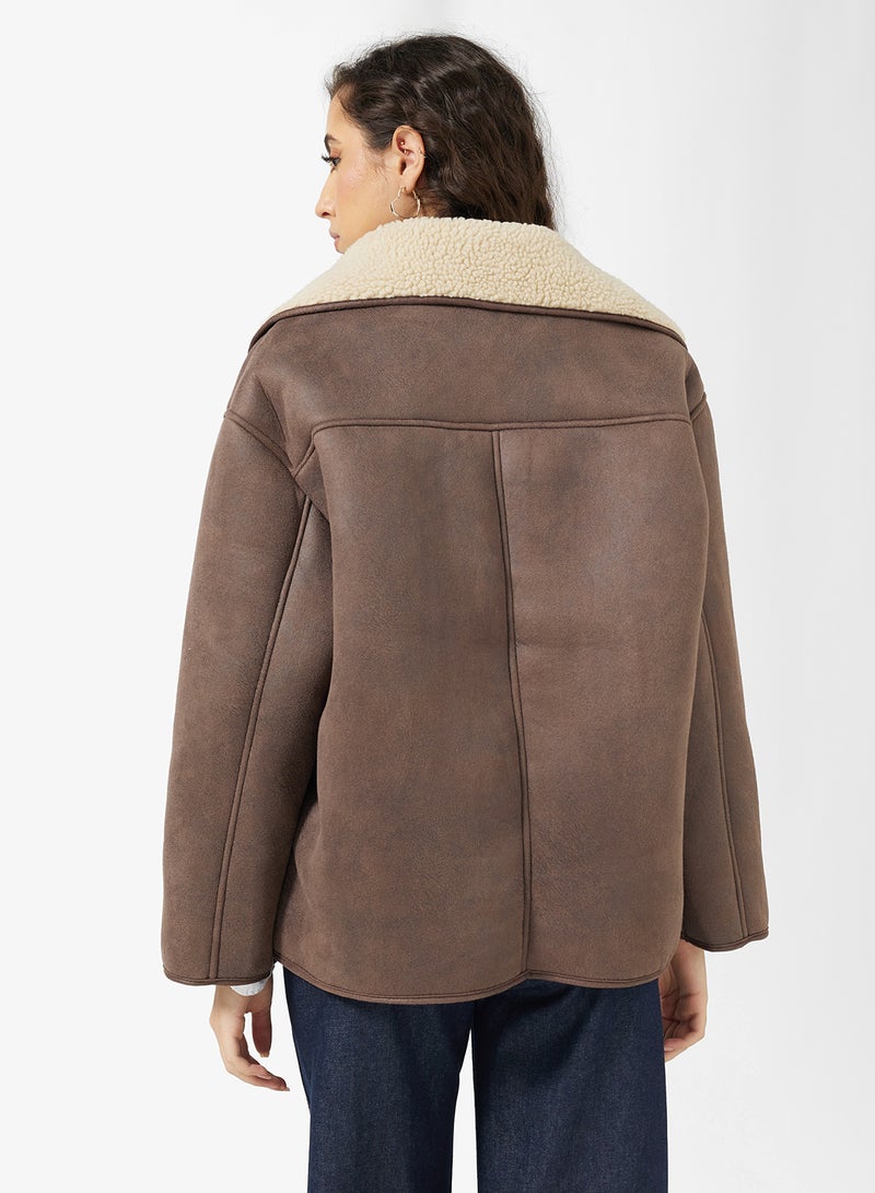 Ginger PU Jacket with Borge Detail - Image 2