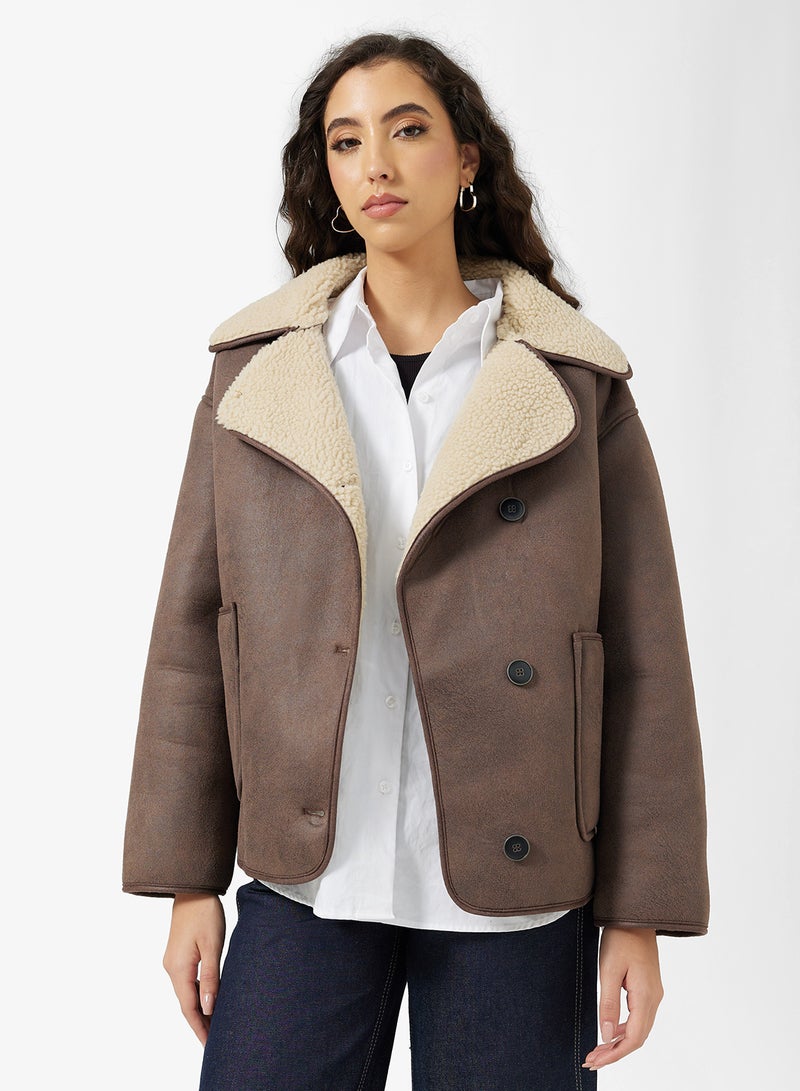 Ginger PU Jacket with Borge Detail - Image 1