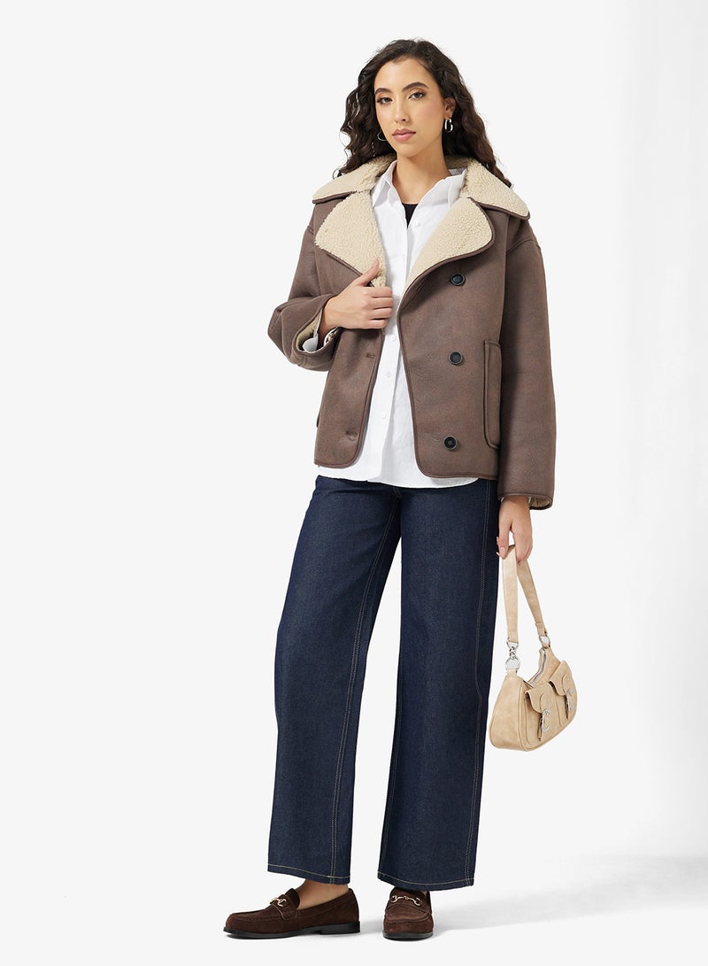 Ginger PU Jacket with Borge Detail - Image 4