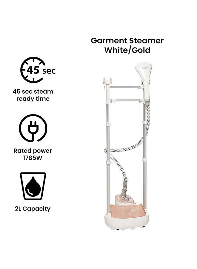 BLACK+DECKER Garment Steamer With 3 Stage And Double Pole (Open box) 2 L 1785 W GSTM2050-B5 White/Gold - Image 2