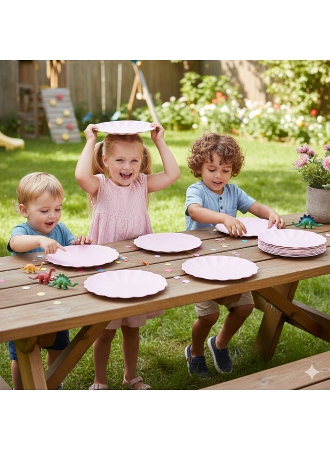 Ciao Compostable Paper Plates 23 cm Baby Pink Flower Shape – Pack of 8 Eco-Friendly Party Plates for Birthdays, Baby Showers & Events - Image 2