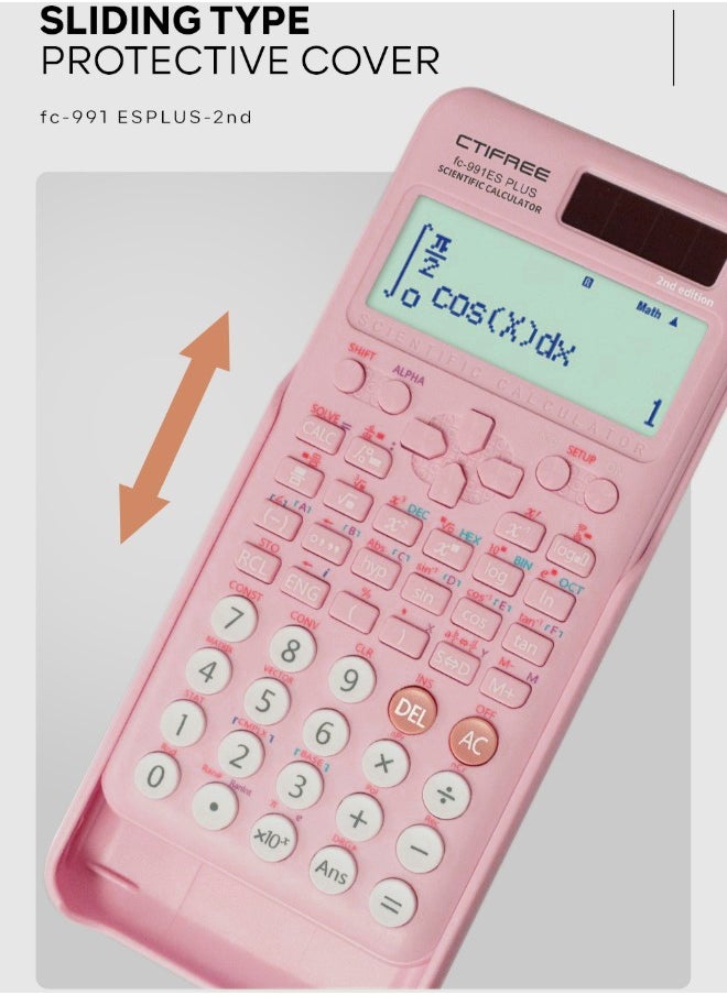 CTIFREE CTIFREE Pink Scientific Calculator (Fx991 Es Plus 2nd Gen) - 417 Functions Solar/Battery Dual Power For Students, School & College Natural Display Pink  - Image 5