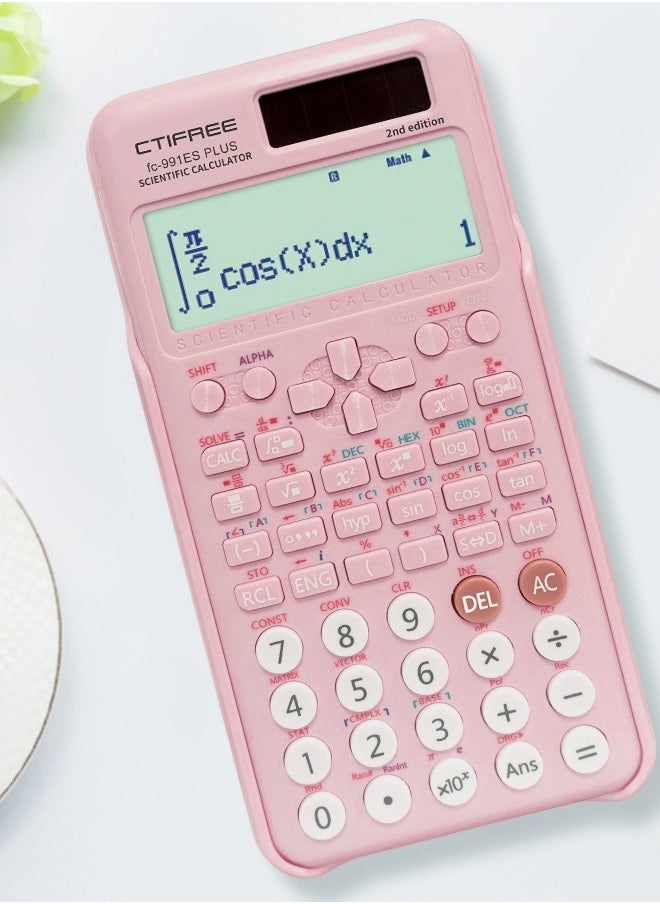CTIFREE CTIFREE Pink Scientific Calculator (Fx991 Es Plus 2nd Gen) - 417 Functions Solar/Battery Dual Power For Students, School & College Natural Display Pink  - Image 3