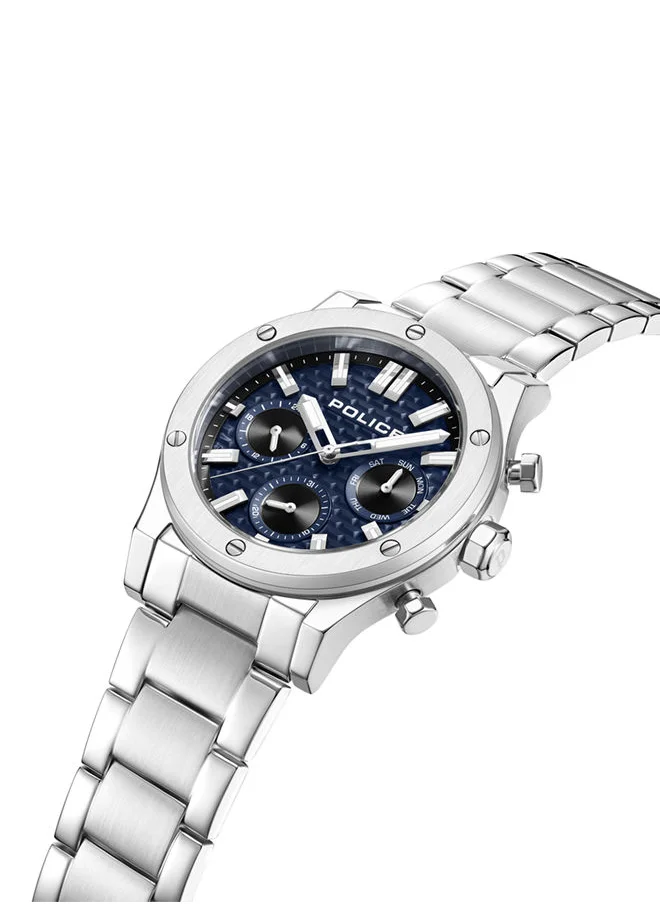 بوليس POLICE - Polysh Watch For Men Blue Dial With Silver Bracelet