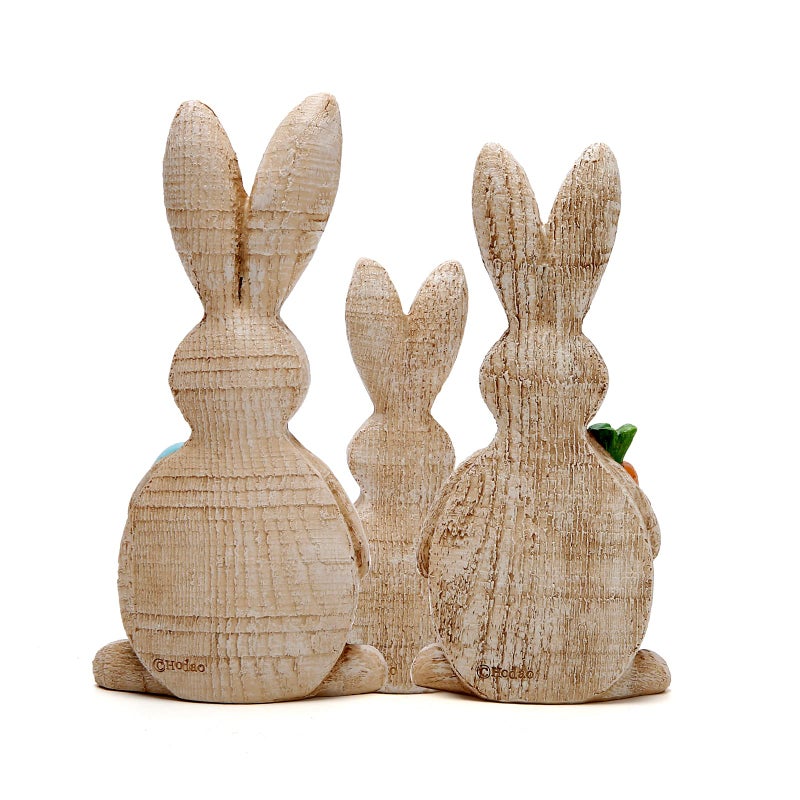 Hodao Set of 3 Easter Bunny Decorations Spring Rabbit Decors Figurines Tabletopper Decorations for Party Home Holiday Cute Bunny Easter Day Decor - Image 3