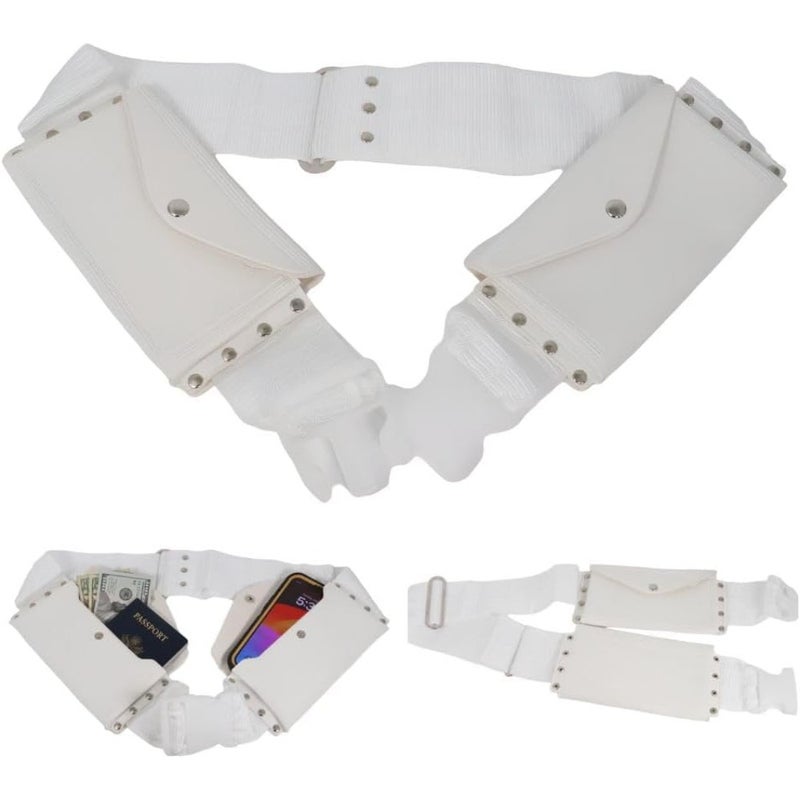 Belt for Hajj and Umrah Dual Pockets Adjustable Snap Buttons Comfortable and Unstitched Ahram Belt, White Waterproof Anti-Theft Belt - Image 2