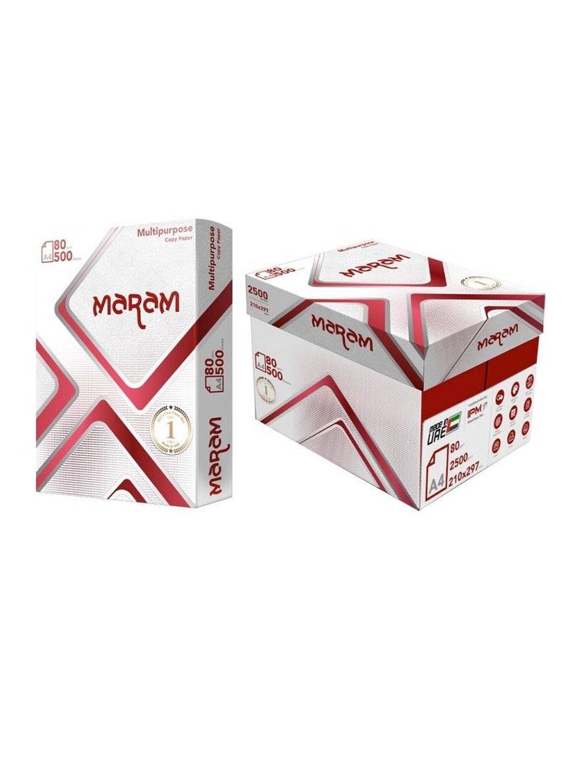 مرام ورق تصور ٨٠ جرام ٥٠٠ ورقة ٥ رزم A4 - Image 2