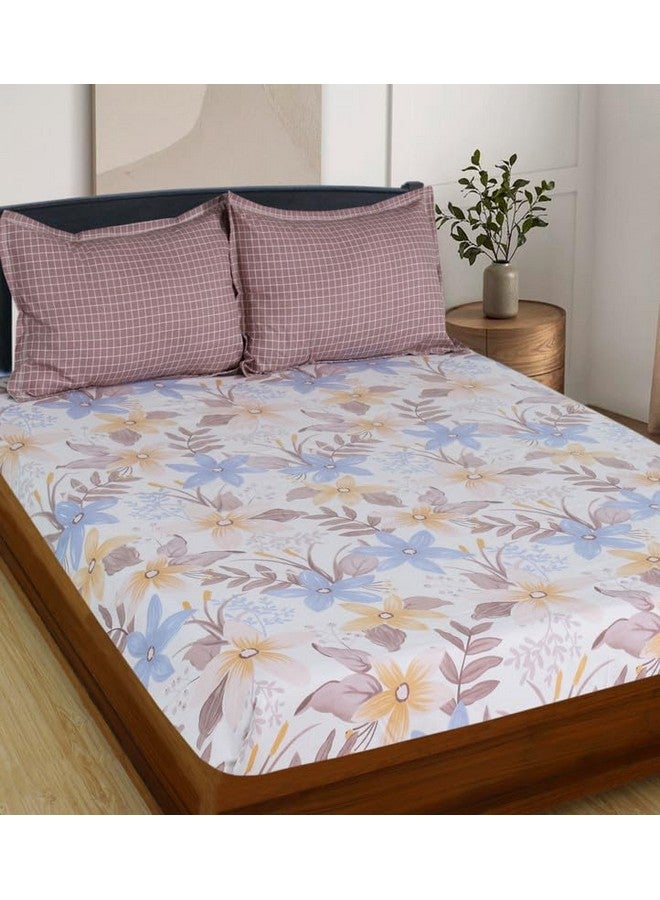 Nendle Floral Pattern 400Tc Premium Cotton Super King Size Bedsheets 108X108 Inches with Contrast Pillow Covers for Luxurious Softness and Anti Fade Prints (Floral Texture, Pack of 3) Multi Color - Image 2