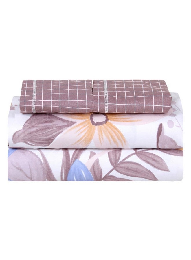 Nendle Floral Pattern 400Tc Premium Cotton Super King Size Bedsheets 108X108 Inches with Contrast Pillow Covers for Luxurious Softness and Anti Fade Prints (Floral Texture, Pack of 3) Multi Color - Image 5