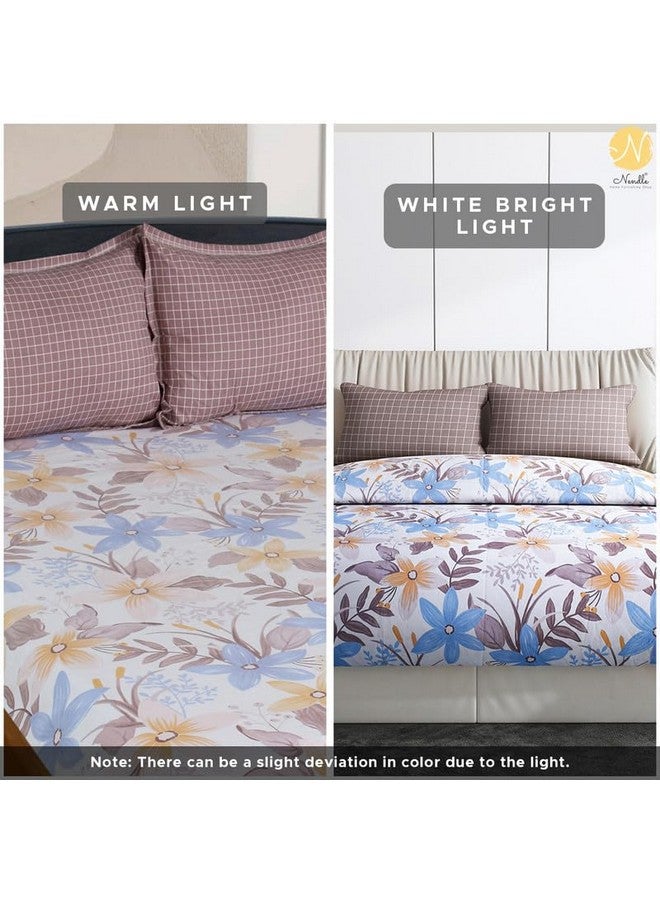Nendle Floral Pattern 400Tc Premium Cotton Super King Size Bedsheets 108X108 Inches with Contrast Pillow Covers for Luxurious Softness and Anti Fade Prints (Floral Texture, Pack of 3) Multi Color - Image 3