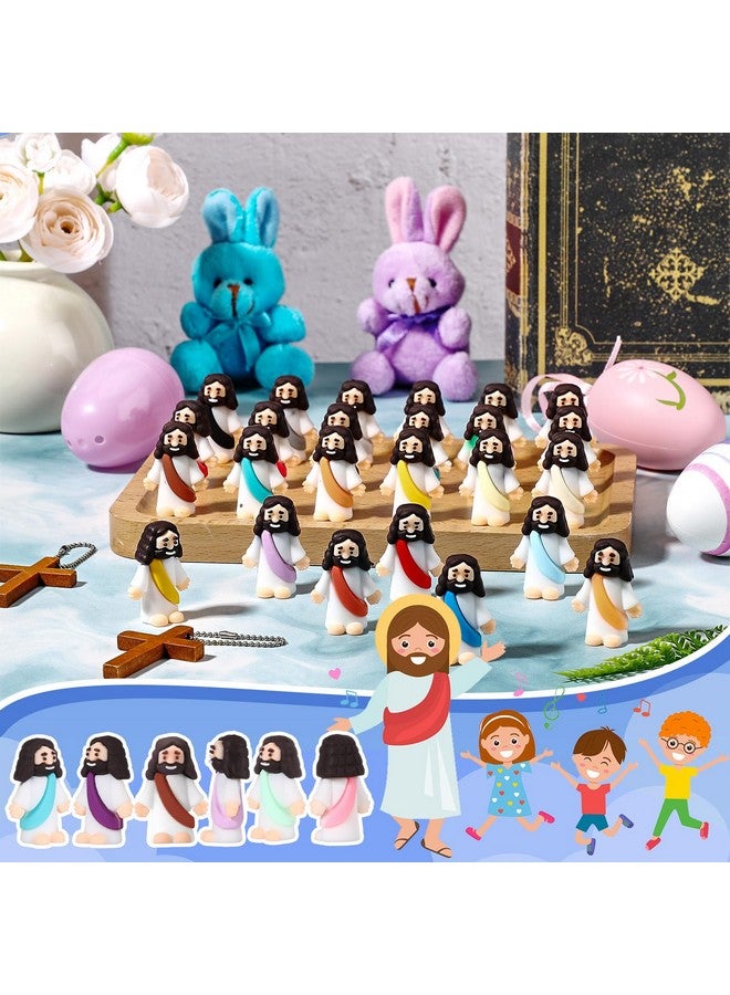 Bememo Bememo 25 Pcs Little Jesus Figures Original Design Mini Rubber Jesus Toys to Hide and Seek Religious Party Favors Sunday School Baptism Gifts(Comprehensive Colors) - Image 3