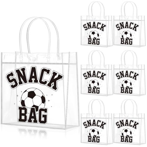 Wesnoy 20 Pcs Black Soccer Snack Bags with Handles Reusable Soccer Goodie Bags for Team Candy Birthday Party Supplies 8 x 8 x 315 - Image 1