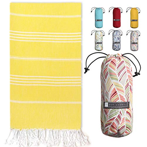 BAY LAUREL Turkish Beach Towel with Travel Bag 39 x 71 Quick Dry Sand Free Lightweight Large Oversized Towels Light - Image 1
