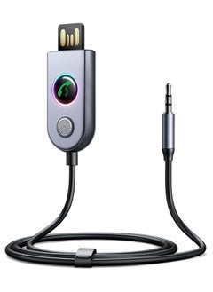 Bluetooth 5.3 Receiver for Car ENC Noise Cancelling AUX Bluetooth Adapter for Car 3.5mm Jack Kit with Built-in Microphone Aux Input for Car Speaker Hands-Free Call Home Stereo