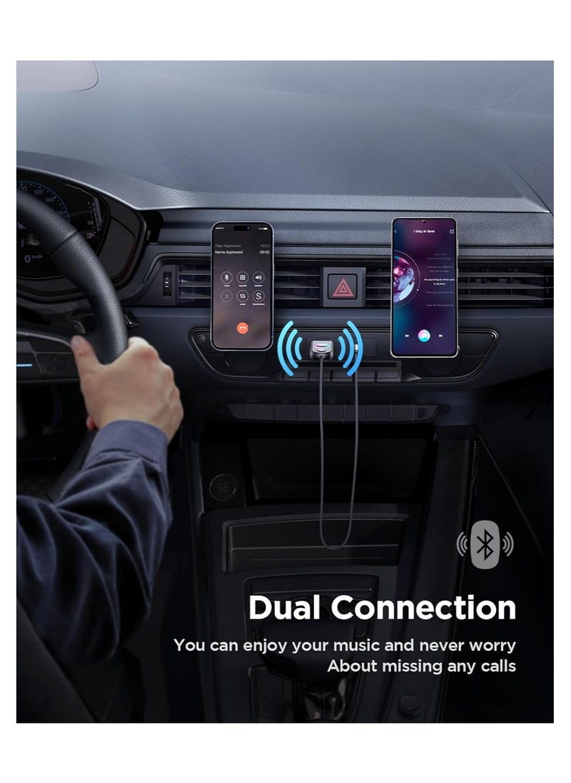 SYOSI - Bluetooth 5.3 Receiver for Car ENC Noise Cancelling AUX Bluetooth Adapter for Car 3.5mm Jack Kit with Built-in Microphone Aux Input for Car Speaker Hands-Free Call Home Stereo - Image 1