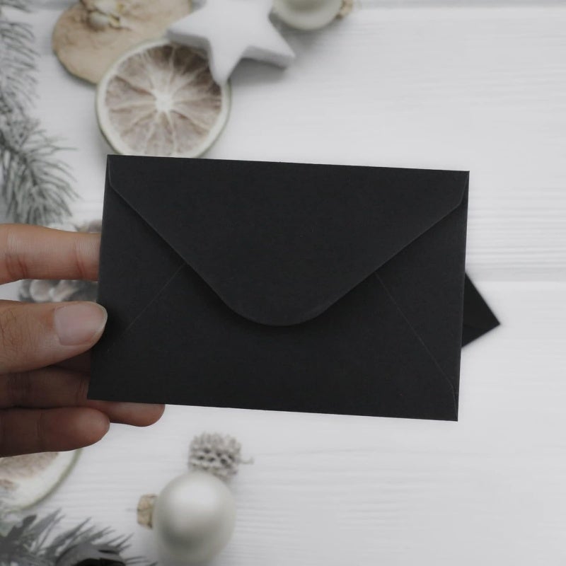 Gift Card Envelopes 150 Pack 4 X 2.7 Inch 120 Gsm Thick Paper - Self-Adhesive Elegant Black Mini Card Envelopes for Personal Greetings Invitations Gift Cards - Image 2
