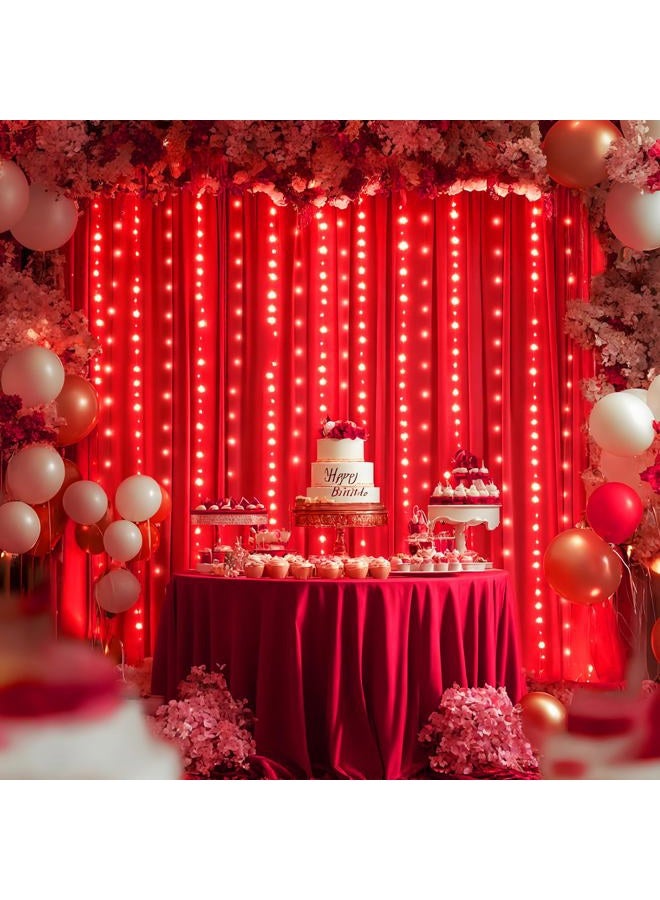 PARTISKY Red Backdrop Curtains with Lights for Parties,10x10FT Wrinkle Free Red Photo Backdrop Curtains for Wedding Baby Shower Birthday Ceremony Reception New Year Decorations-5ft x 10ft,2 Panels - Image 5