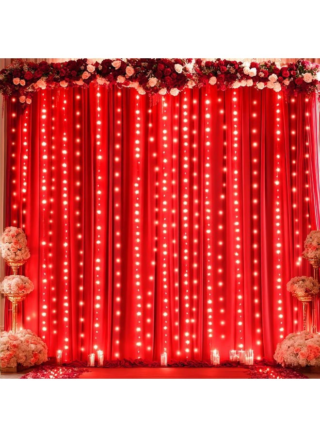 PARTISKY Red Backdrop Curtains with Lights for Parties,10x10FT Wrinkle Free Red Photo Backdrop Curtains for Wedding Baby Shower Birthday Ceremony Reception New Year Decorations-5ft x 10ft,2 Panels - Image 4