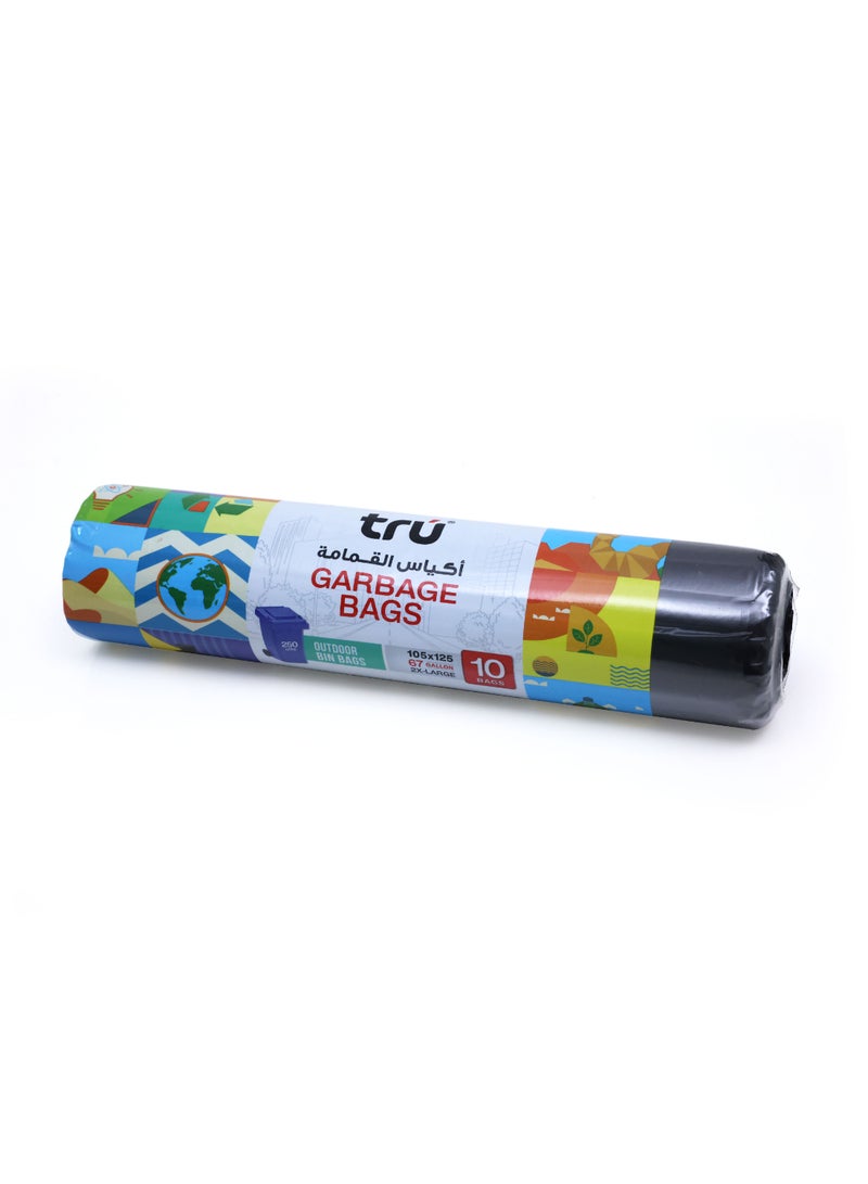 Tru Garbage Bags Roll Black, 67 Gallon XX-Large (Outdoor bin bags), 105x125cm - 10 Bags black - Image 2