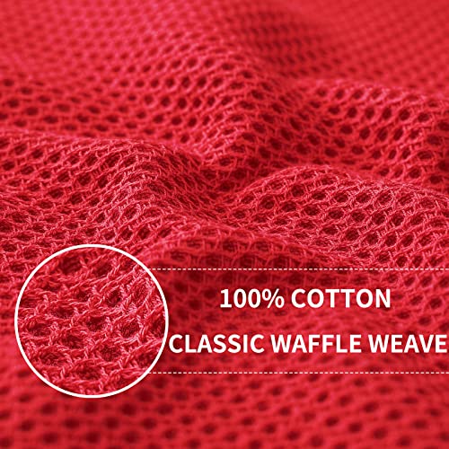 Homaxy 100% Cotton Waffle Weave Kitchen Dish Cloths, Ultra Soft Absorbent Quick Drying Dish Towels, 12 x 12 Inches, 6-Pack, Red - Image 2