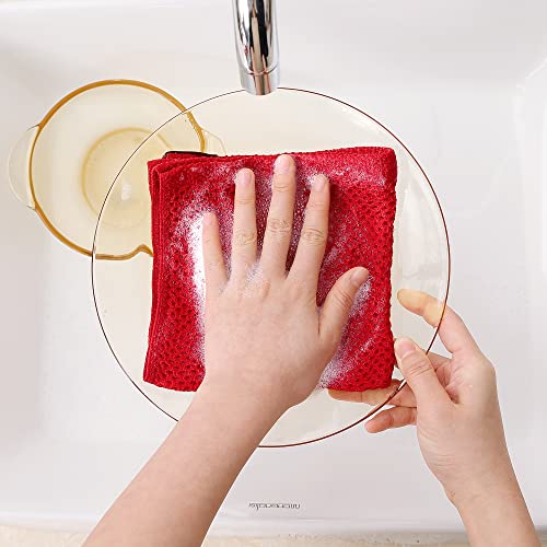 Homaxy 100% Cotton Waffle Weave Kitchen Dish Cloths, Ultra Soft Absorbent Quick Drying Dish Towels, 12 x 12 Inches, 6-Pack, Red - Image 4