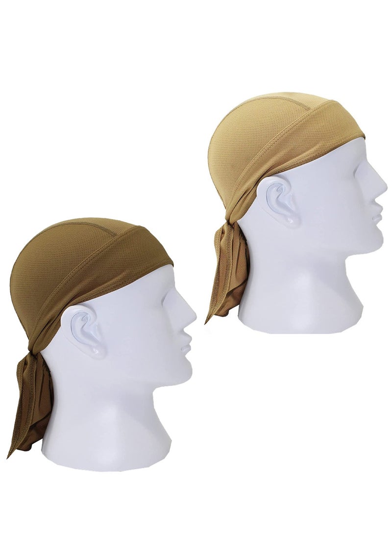 Generic Head Wraps Cycling Beanie Caps Dew Rag Skull Caps Pirate Hats Helmet Liner Bandana Head Wrap Doo Rags For Men Women(Brown,Khaki) - Image 1
