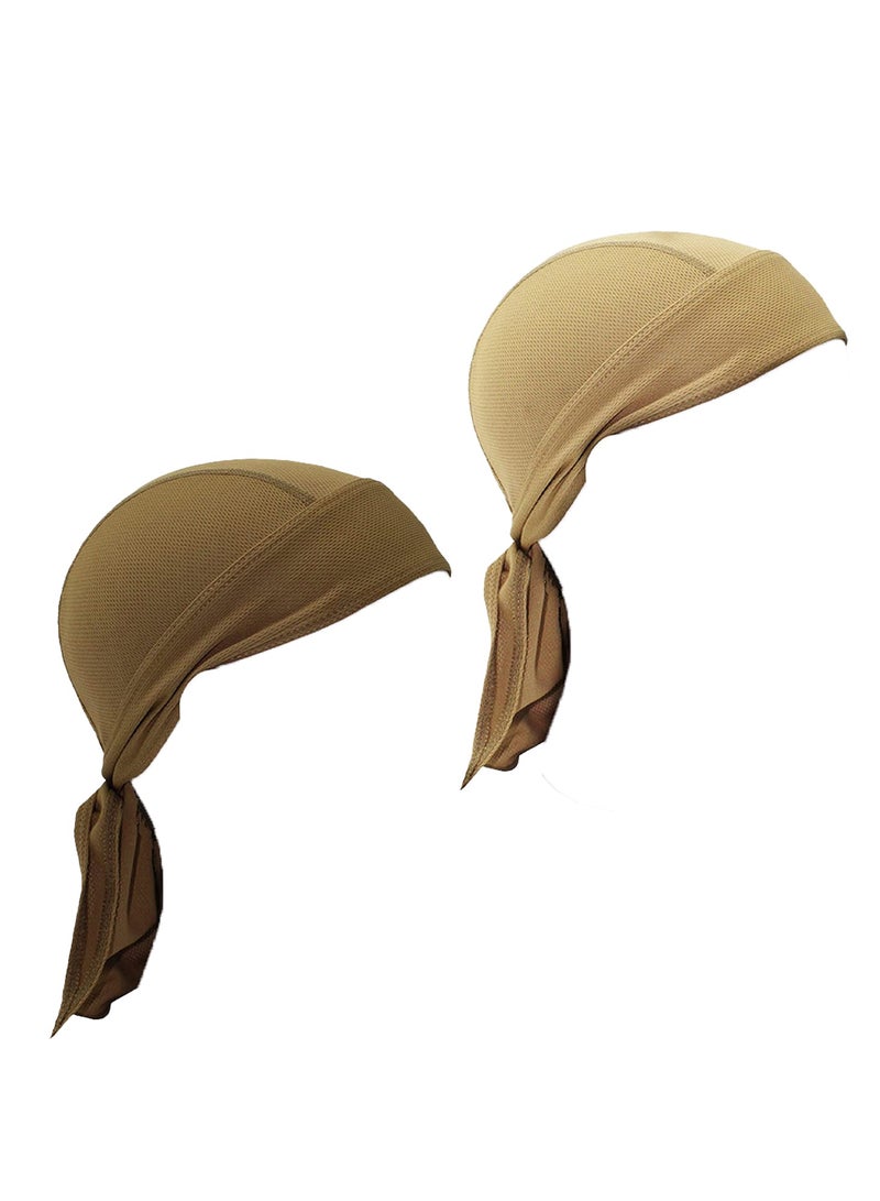 Generic Head Wraps Cycling Beanie Caps Dew Rag Skull Caps Pirate Hats Helmet Liner Bandana Head Wrap Doo Rags For Men Women(Brown,Khaki) - Image 2