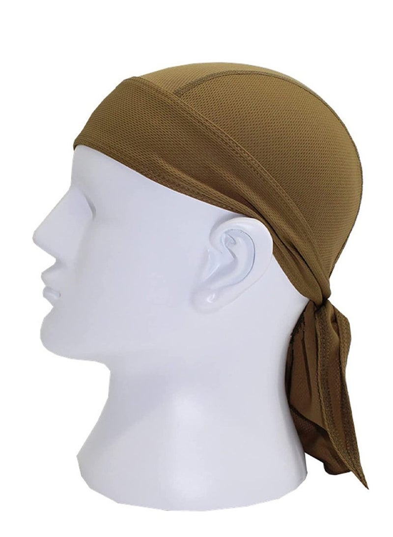 Generic Head Wraps Cycling Beanie Caps Dew Rag Skull Caps Pirate Hats Helmet Liner Bandana Head Wrap Doo Rags For Men Women(Brown,Khaki) - Image 3