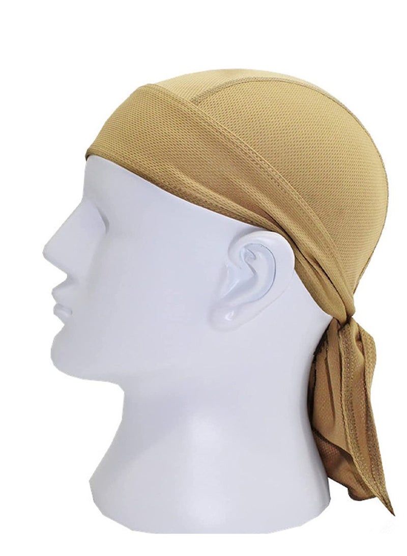 Generic Head Wraps Cycling Beanie Caps Dew Rag Skull Caps Pirate Hats Helmet Liner Bandana Head Wrap Doo Rags For Men Women(Brown,Khaki) - Image 4