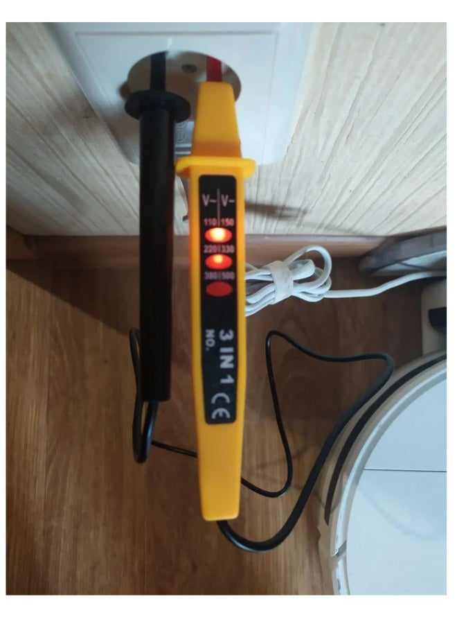 قلم اختبار الجهد الكهربائي المتردد 3 في 1 - كاشف جهد متعدد النطاقات مع مسبار معزول، ومؤشر ضوئي LED، وأداة اختبار كهربائية صغيرة الحجم للاستخدام المنزلي والصناعي - Image 2