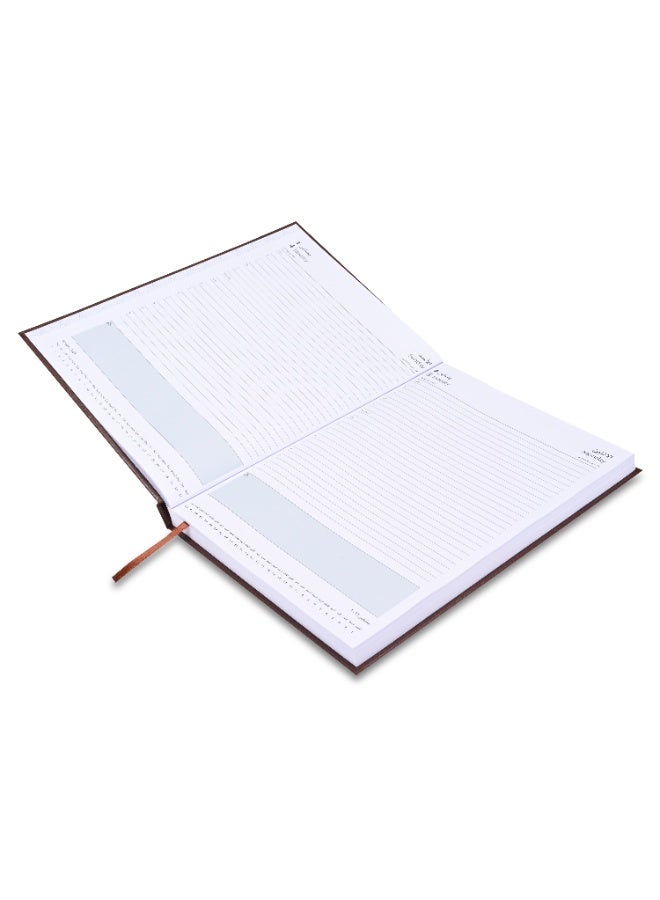 FIS 2026 A4 Diary, 210x297mm Size, Hard Cover Vinyl, 1 Day a Page Format, 60gsm White Paper, English/Arabic, Chocolate Cover-FSDI41AE26CH - Image 3