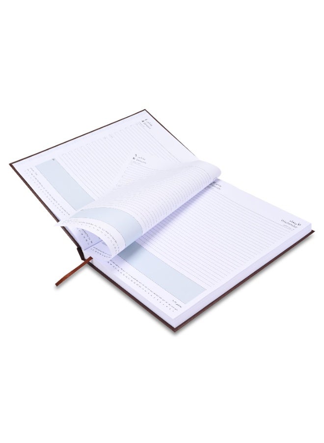 FIS 2026 A4 Diary, 210x297mm Size, Hard Cover Vinyl, 1 Day a Page Format, 60gsm White Paper, English/Arabic, Chocolate Cover-FSDI41AE26CH - Image 4